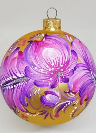 Ukrainian Art Christmas Tree Ornament - Gold and Purple6 photo