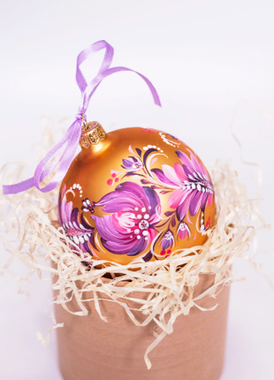 Ukrainian Art Christmas Tree Ornament - Gold and Purple7 photo