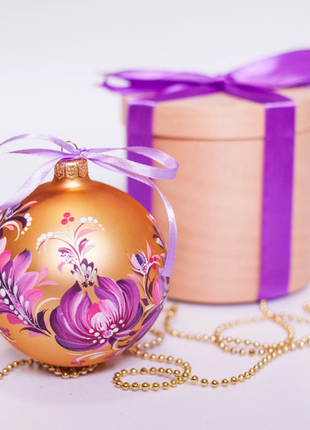Ukrainian Art Christmas Tree Ornament - Gold and Purple8 photo