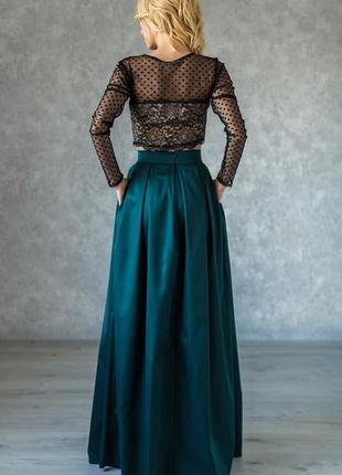 Elegant A-line skirt with pleats and pockets | Black5 photo