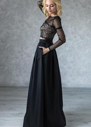 Elegant A-line skirt with pleats and pockets | Emerald5 photo