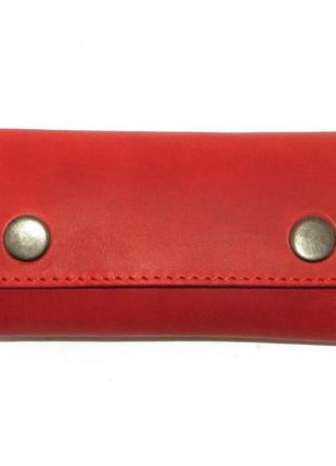Gift set DNK Leather №5 (clip + key holder) red8 photo
