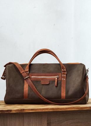 Leather Travel bag Duffel bags Weekend bag + 2 Dopp Kit bag as a gift