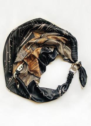 Scarf "Black pearl" from the brand MyScarf. Decorated with natural  agat