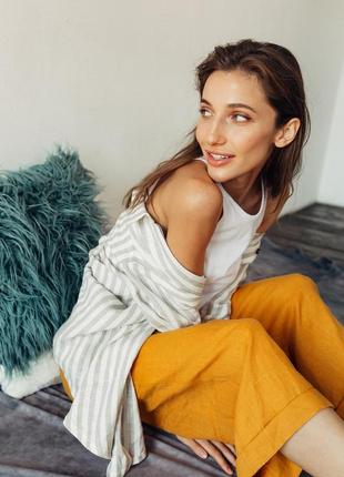 Oversized Striped Linen Shirt4 photo