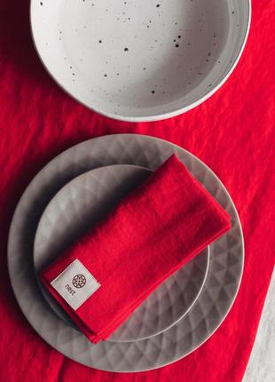 Stonewashed Soft Linen Table Runner in Red