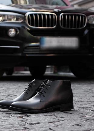 Stylish classic winter shoes IKOS for men. Black men's boots on fur5 photo