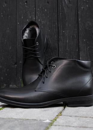 Stylish classic winter shoes "Ikos 7". Black men's boots on fur.4 photo