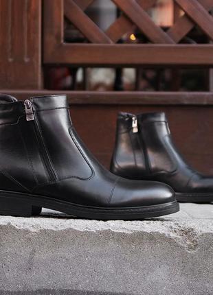 Men's winter shoes with locks. Warm men's black boots Ikos 5153 photo