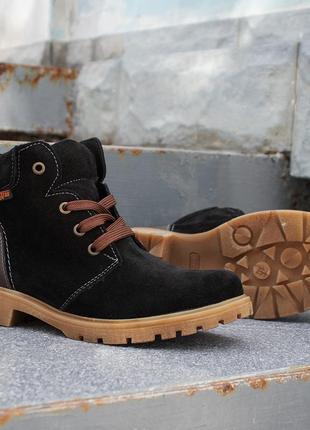 Suede children's boots size 38, black, winter children's shoes "Braxton 191"2 photo