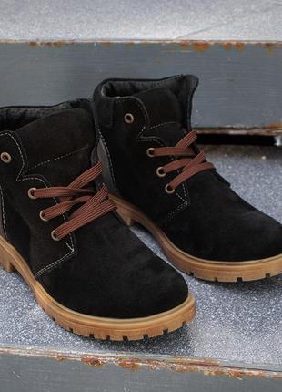 Suede children's boots size 38, black, winter children's shoes3 photo