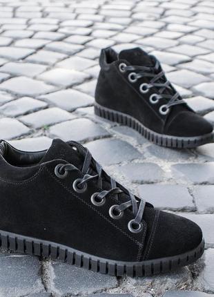 Suede winter shoes for men. Choose stylish black shoes!2 photo