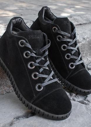 Suede winter shoes for men. Choose stylish black shoes!1 photo