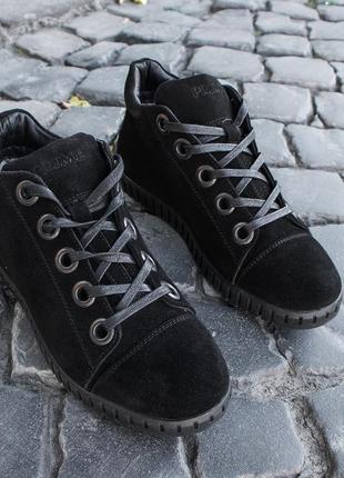 Suede winter shoes for men. Choose stylish black shoes!6 photo