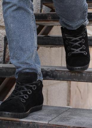 Suede winter shoes for men. Choose stylish black shoes!5 photo