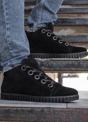 Suede winter shoes for men. Choose stylish black shoes!7 photo