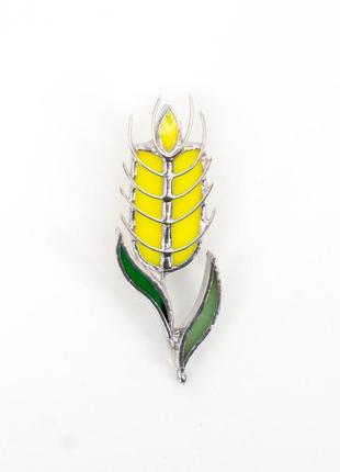Ukrainian costume jewelry stained glass pin