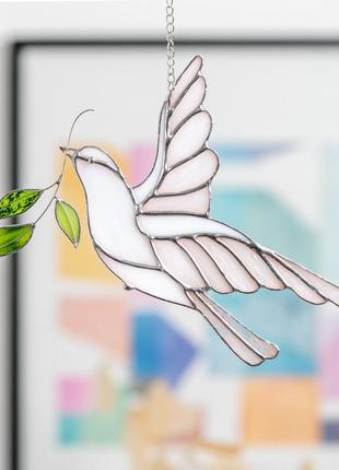 Peace Dove stained glass bird suncatcher