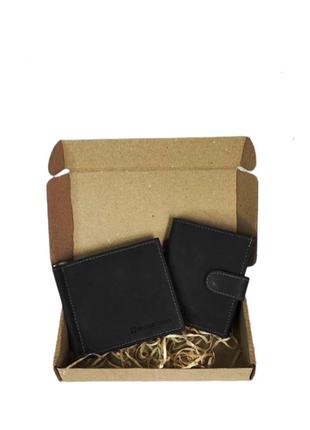 Gift set DNK Leather №1 (clip + cardholder) black1 photo