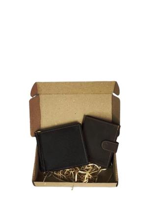 Gift set DNK Leather №1 (clip + cardholder) brown1 photo