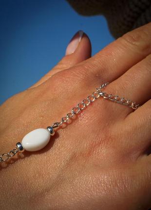 Bracelet with a ring and natural stones, silver 925°5 photo
