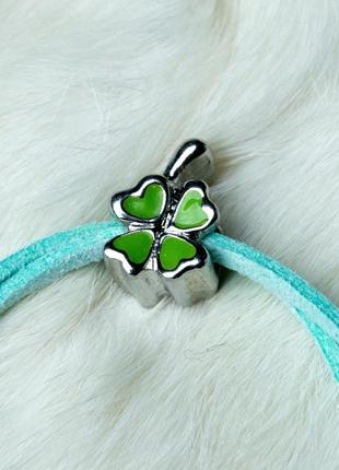 Suede bracelet - amulet with a clover3 photo
