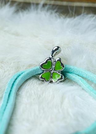Suede bracelet - amulet with a clover4 photo