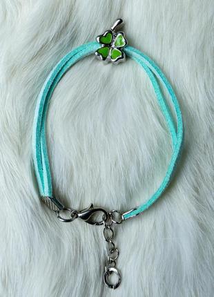 Suede bracelet - amulet with a clover6 photo