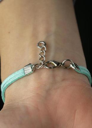 Suede bracelet - amulet with a clover6 photo