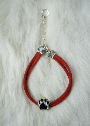 Suede bracelet - amulet with a paw charm2 photo