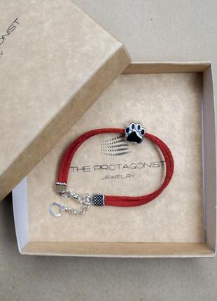 Suede bracelet - amulet with a paw charm