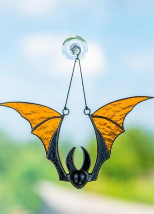 Brown bat stained glass suncatcher