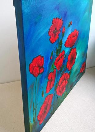 Poppy Field Painting. Red poppies canvas wall art4 photo