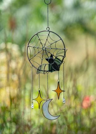 Stained glass bat dreamcatcher