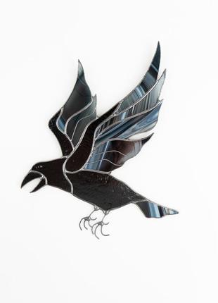 Crow stained glass suncatcher