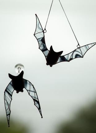 Halloween bat stained glass suncatcher