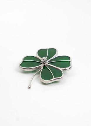 Four leaf clover stained glass flower brooch3 photo