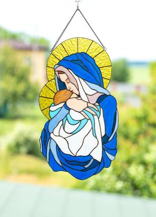 Virgin Mary stained glass window hangings