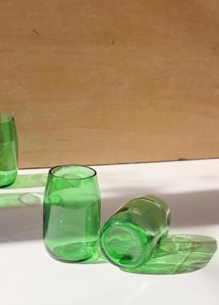 Upcycled beer bottle glasses, green, Eco friendly kitchen3 photo
