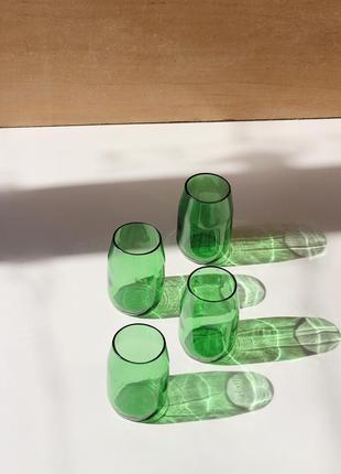 Upcycled beer bottle glasses, green, Eco friendly kitchen4 photo