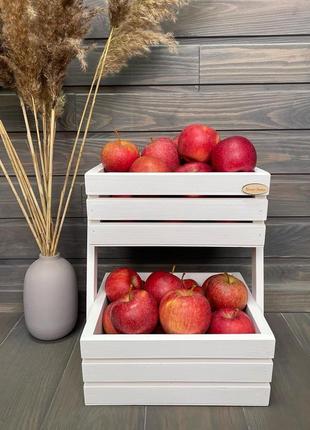 Wooden fruit box, 2 tiers, white