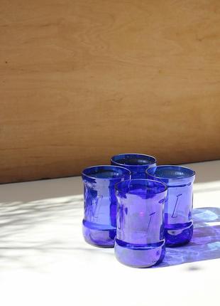 Upcycled wine bottle glasses, blue, Eco home2 photo