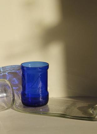 Upcycled wine bottle glasses, blue, Eco home5 photo