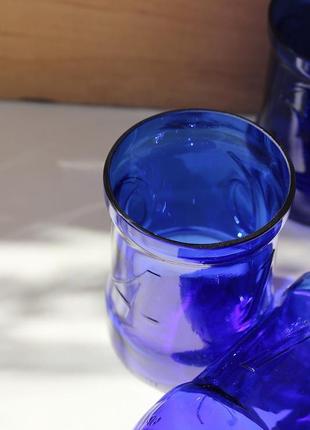 Upcycled wine bottle glasses, blue, Eco home3 photo