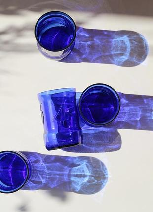Upcycled wine bottle glasses, blue, Eco home10 photo