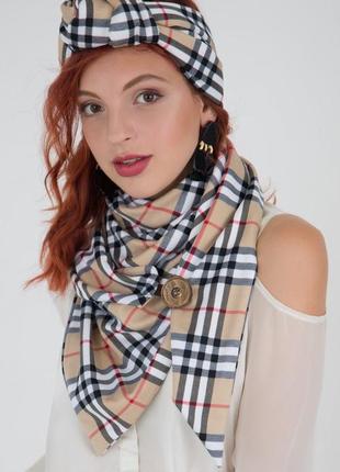 Stylish scarf double-sided scarf " Stylish check" with original clasp, unisex4 photo