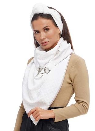 Stylish scarf double-sided scarf  "Snow white winter" with original clasp, unisex
