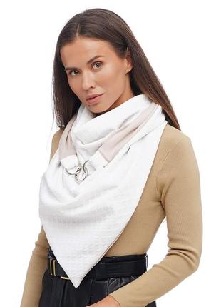 Stylish scarf double-sided scarf  "Snow white winter" with original clasp, unisex3 photo
