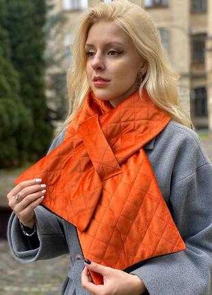 Stylish double-sided velvet scarf orange-black, unisex4 photo