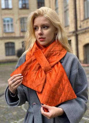 Stylish double-sided velvet scarf orange-black, unisex2 photo